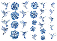 Hummingbird and flowers vintage decal sticker design — Artriso Set 1 for eco resin and glass