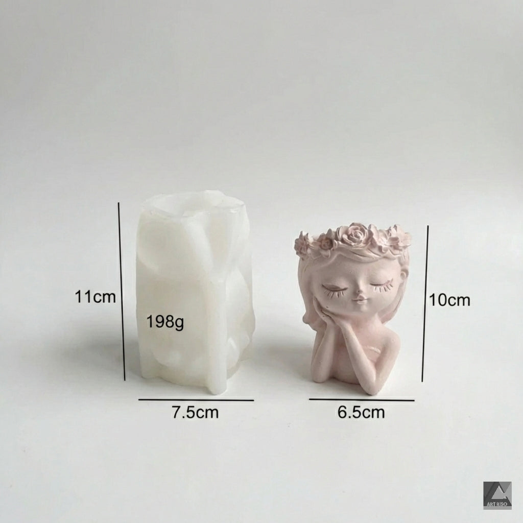 Girl Planter Pot mould — cast with Calso eco resin for home decor