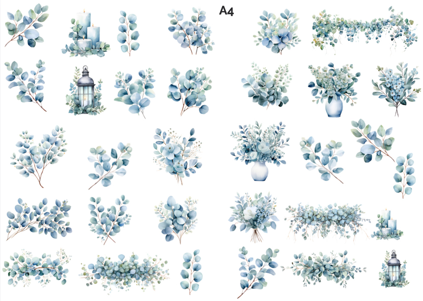 Vintage botanical decal stickers Set 2 for Calso eco resin projects