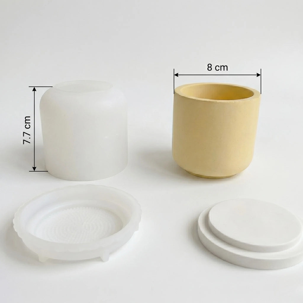 Minimalist Cylinder Jar silicone mould dimensions and sizing chart for eco resin casting