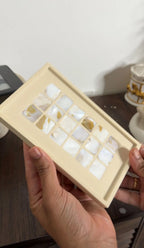 Eco resin terrazzo effect made with mother of pearl inlays