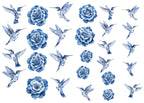 Hummingbird and flowers vintage decal sticker design — Artriso Set 1 for eco resin and glass