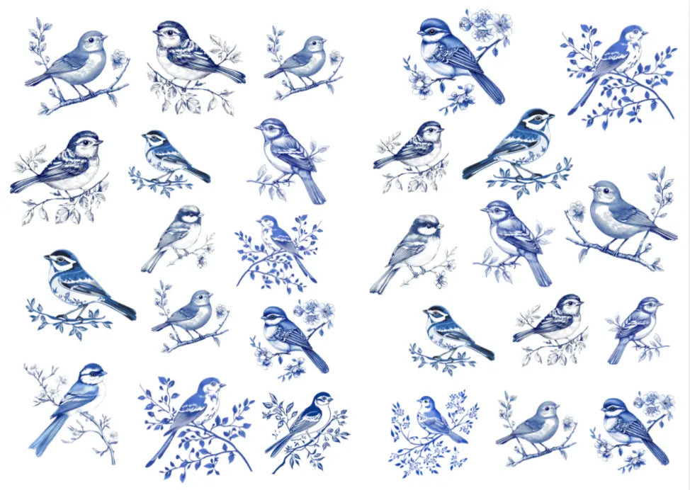 Sparrow vintage decal sticker design — Artriso Set 2 for eco resin and glass
